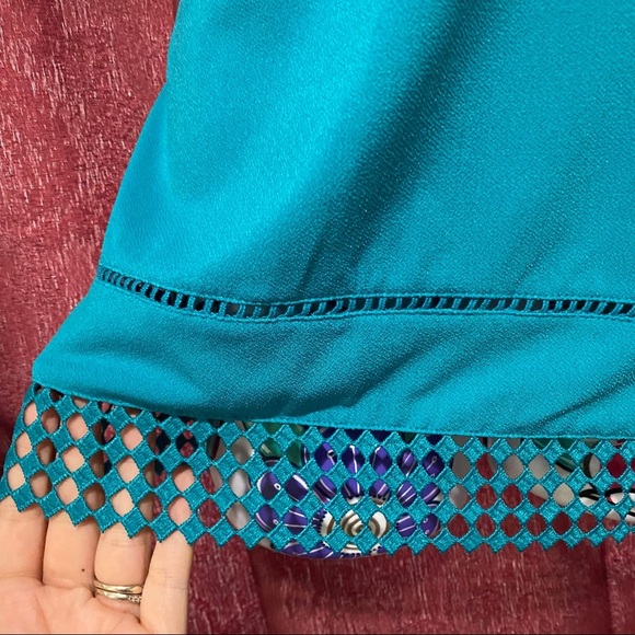 Worthington Teal Turquoise Halter High Neck Blouse - Picture 2 of 4